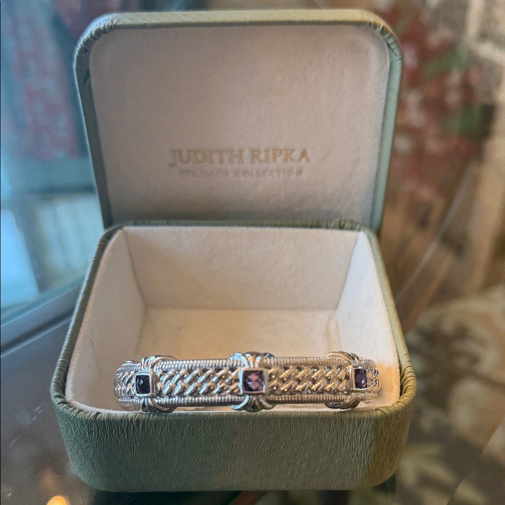 NWOT Judith Ripka Silver Cuff with Amethyst Accents